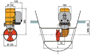 Vetus baş manevra pervanesi, 45 kgf, 12V