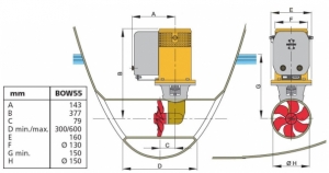 Vetus baş manevra pervanesi, 55 kgf, 24V