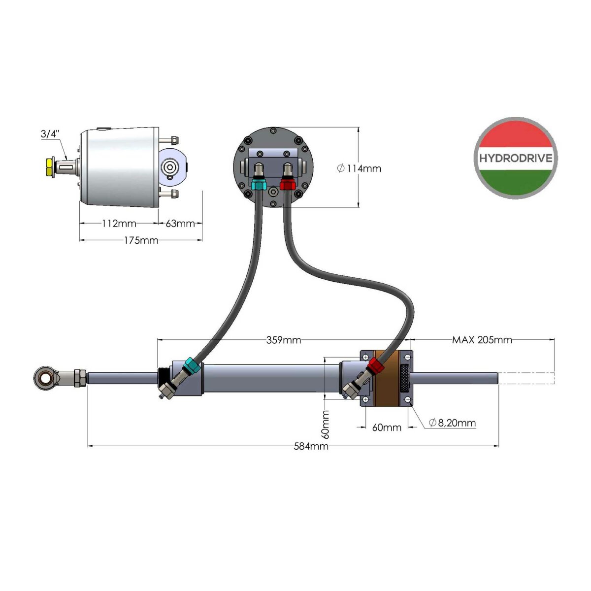Hydro Drıve Mu-75 Tf Hidrolik Dümen Sistem Kiti (7-12 Mt) Tekneler İçin