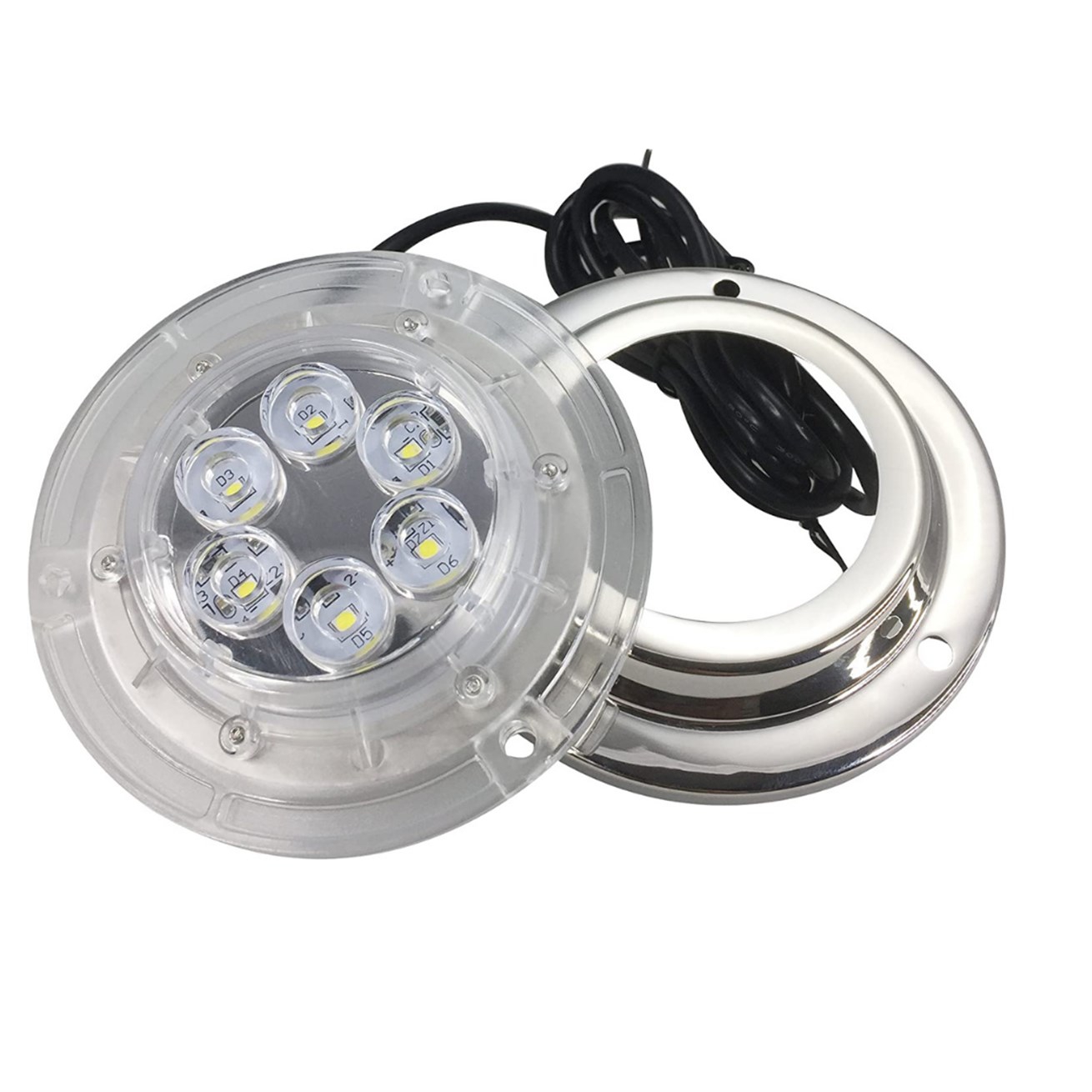 Su Altı Lambası 6 Ledli Yuvarlak 12-30v Beyaz