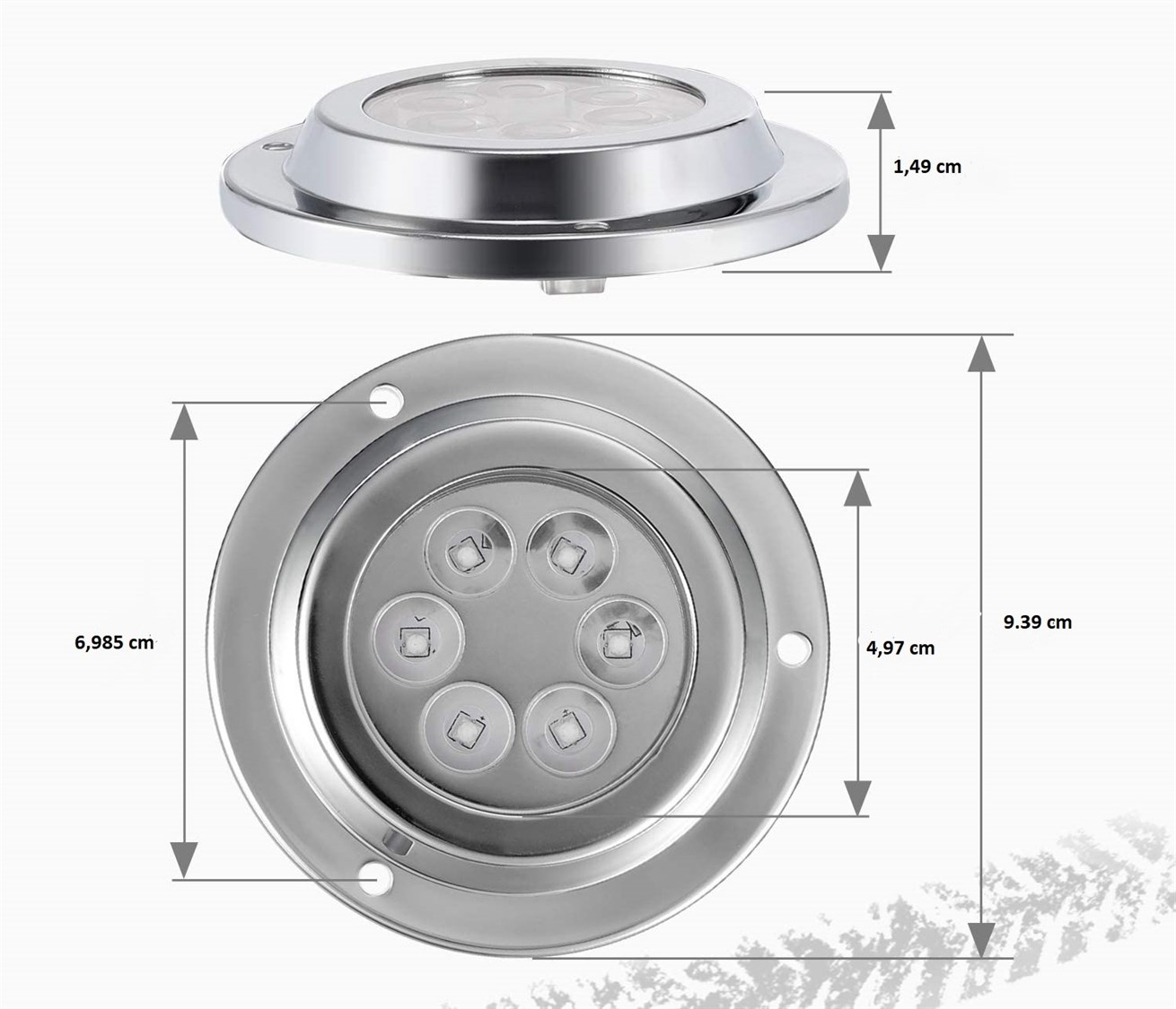 Su Altı Lambası 6 Ledli Yuvarlak 12-30v Beyaz