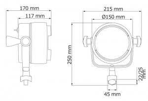 Projektör. Beyaz ABS gövdeli, alüminyum ve paslanmaz çelik ayaklı, Ø 22/25 mm vardavelaya montaj.