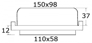 Gömme lamba, 150x98 mm, g4 halojen ampul ayrıca sipariş edilmelidir.