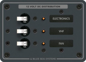 Blue Sea Systems DC 3 pozisyonlu sigorta paneli. 12V DC.
