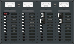 Blue Sea Systems Sigorta paneli. 20 AC, 20 DC pozisyonlu. 12V DC/230V AC. 292x495mm. 30 adet AC, 30 adet DC etiket.