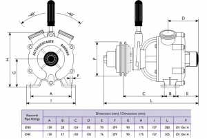Motor V kayışı tahrikli, debriyajlı bronz su pompası.