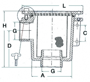 3/4 ’’ Deniz suyu filtresi. Gövdesi pirinç üzeri nikelaj, filtre elemanı ve diğer aksam paslanmaz çeliktir. RINA onaylıdır.