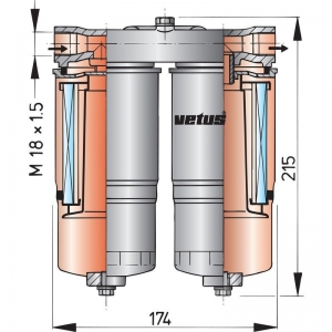 Vetus WS720 su ayırıcı yakıt filtresi.