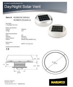Nicro Day&Night solar havalandırma 3’’. Beyaz ABS