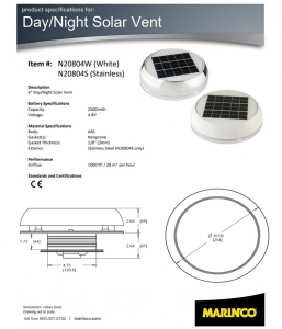 Nicro Day&Night solar havalandırma 4’’. Beyaz ABS
