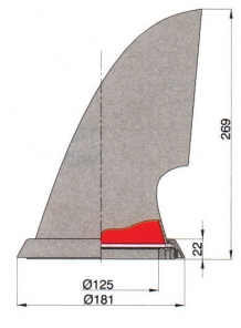 Vetus paslanmaz çelik manika. Model Levanter 125. Kırmızı (RAL3020).
