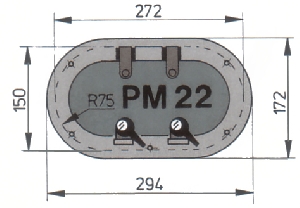 Vetus lomboz, tip PM22. Çerçeve elde cilalanmış anodize alüminyum, camı 10 mm duman rengi akriliktir.