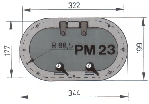 Vetus lomboz, tip PM23. Çerçeve elde cilalanmış anodize alüminyum, camı 10 mm duman rengi akriliktir.