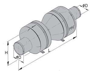 Vetus yüksek performaslı tekneler için Muffler Tip MV (çek-valfli).