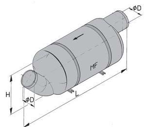 Vetus yüksek performanslı tekneler için Muffler. Tip MF