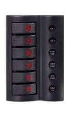 Marin / Karvan 12-24 V Siyah 6 lı Büyük Düğmeli Led Göstergeli Su Geçirmez Sigorta Paneli