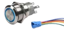 Krom Buton Led  On-Off 19 Mm Soketli