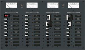 Blue Sea Systems Sigorta paneli. 20 AC, 20 DC pozisyonlu. 12V DC/230V AC. 292x495mm. 30 adet AC, 30 adet DC etiket.