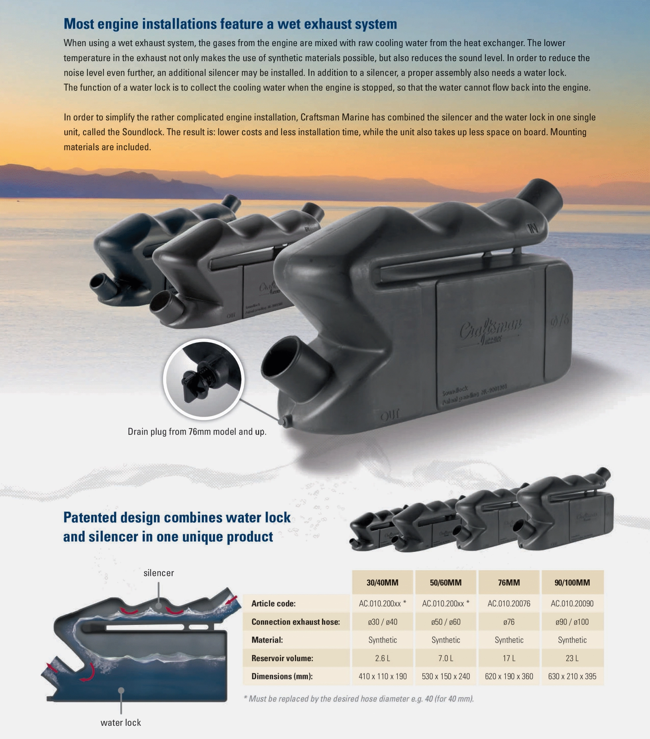 Crafsman Marine Egzoz Susturucusu 50 mm