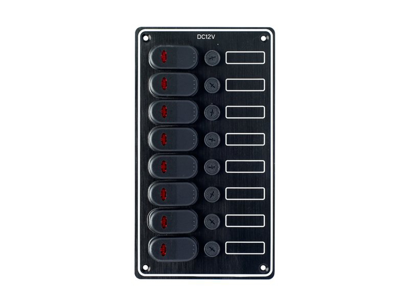 Marin / Karvan 12-24 V Siyah Alüminyum 8 li Led Göstergeli Su Geçirmez Sigorta Paneli